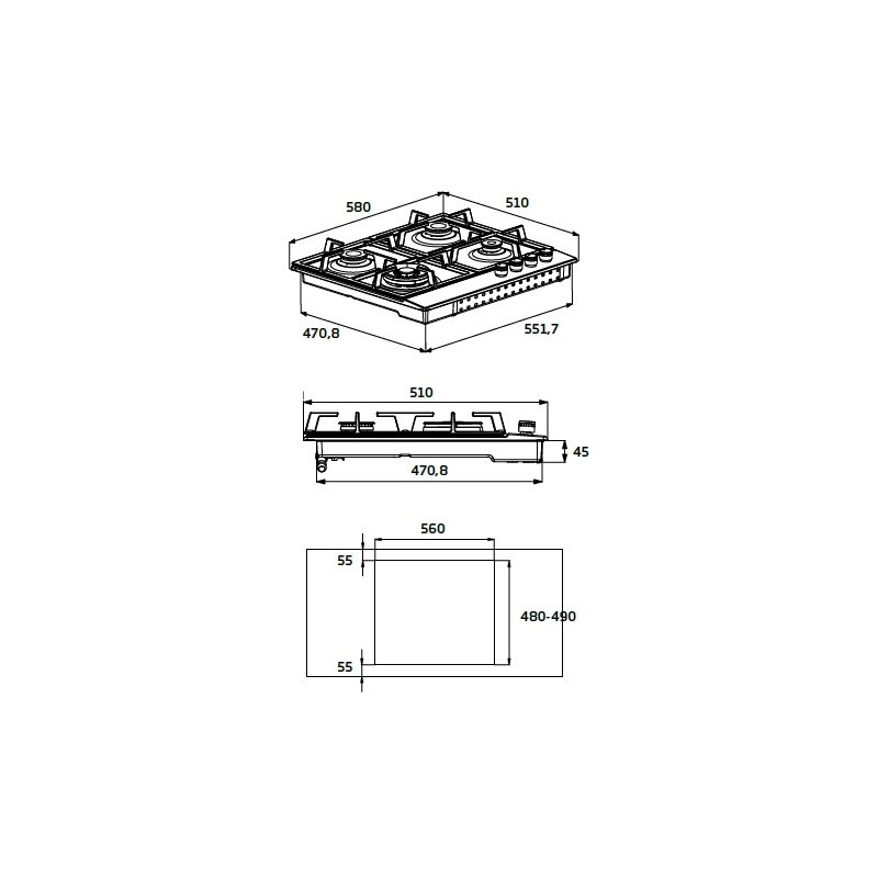 Beko HIAW 64225 SX Acero Inoxidable Integrado Encimera De Gas 4 Zona S