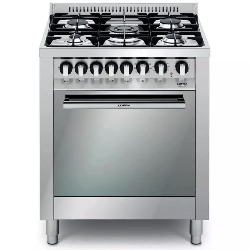 Dagimarket LOFRA M76MF C 70X60 CUCINA CON PIANO IN ACCIAIO LUCIDATO A SPECCHIO 5 FUOCHI A GAS