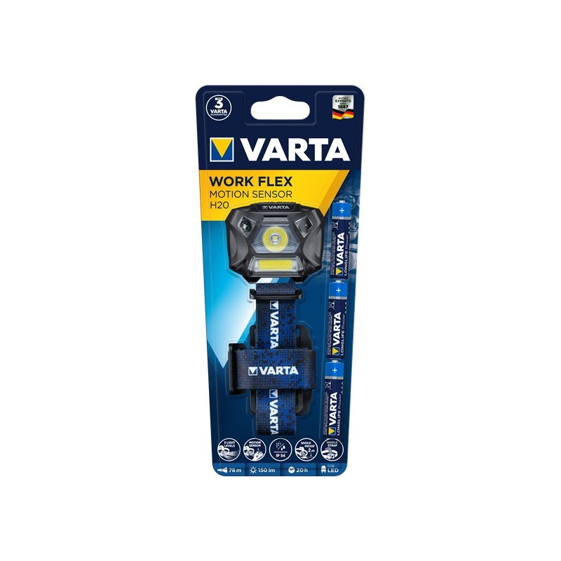 Varta WORK FLEX MOTION SENSOR H20 Noir, Bleu Lampe frontale LED