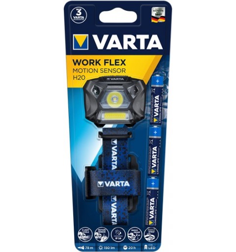 Varta WORK FLEX MOTION SENSOR H20 Noir, Bleu Lampe frontale LED