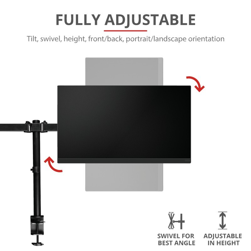 Trust GXT 1120 Mara Dual Monitor Arm 81,3 cm (32") Abrazadera Negro