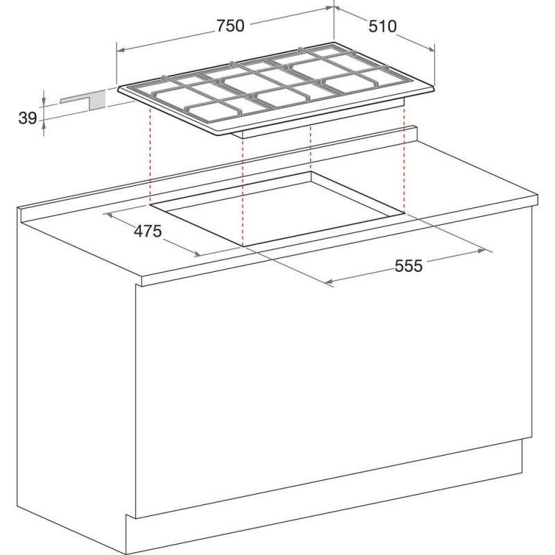 Hotpoint PCN 750 T (AN) R HA Antracita Integrado 75 cm Encimera de gas 5 zona(s)