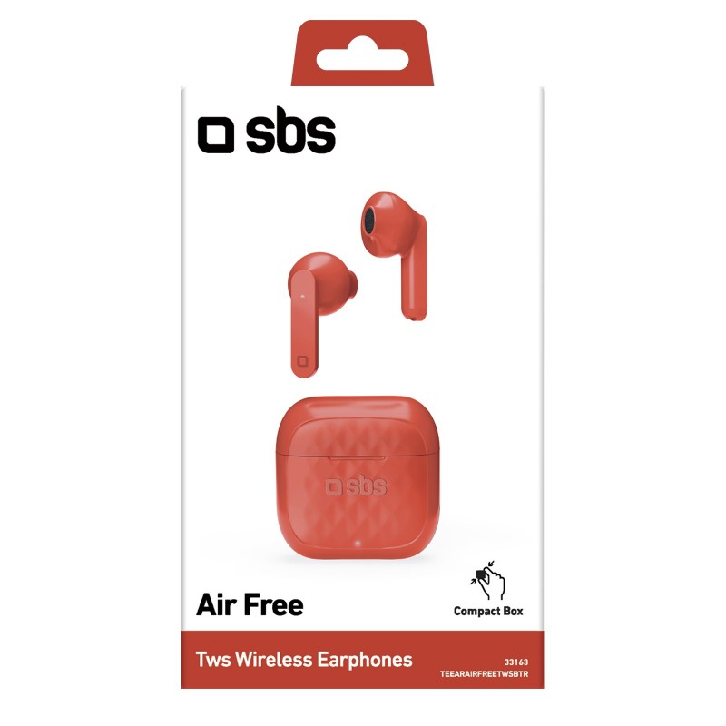 SBS TWS Air Free Auriculares True Wireless Stereo (TWS) Dentro de oído Llamadas Música Base de carga Rojo