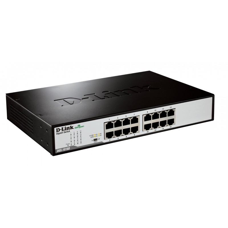 D-Link DGS-1016D E network switch Unmanaged Black, Metallic