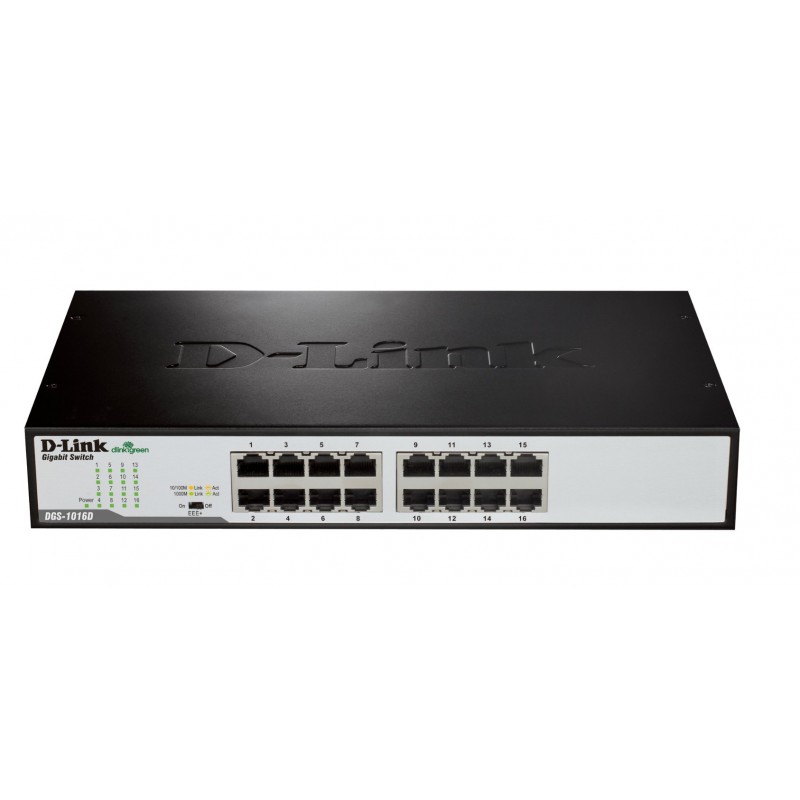 D-Link DGS-1016D E network switch Unmanaged Black, Metallic