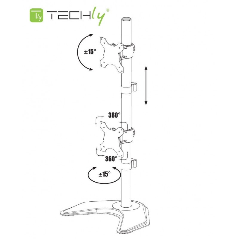 Techly ICA-LCD 2520V Flachbildschirm-Tischhalterung 68,6 cm (27 Zoll) Freistehend Schwarz