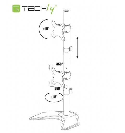 Techly ICA-LCD 2520V Flachbildschirm-Tischhalterung 68,6 cm (27 Zoll) Freistehend Schwarz