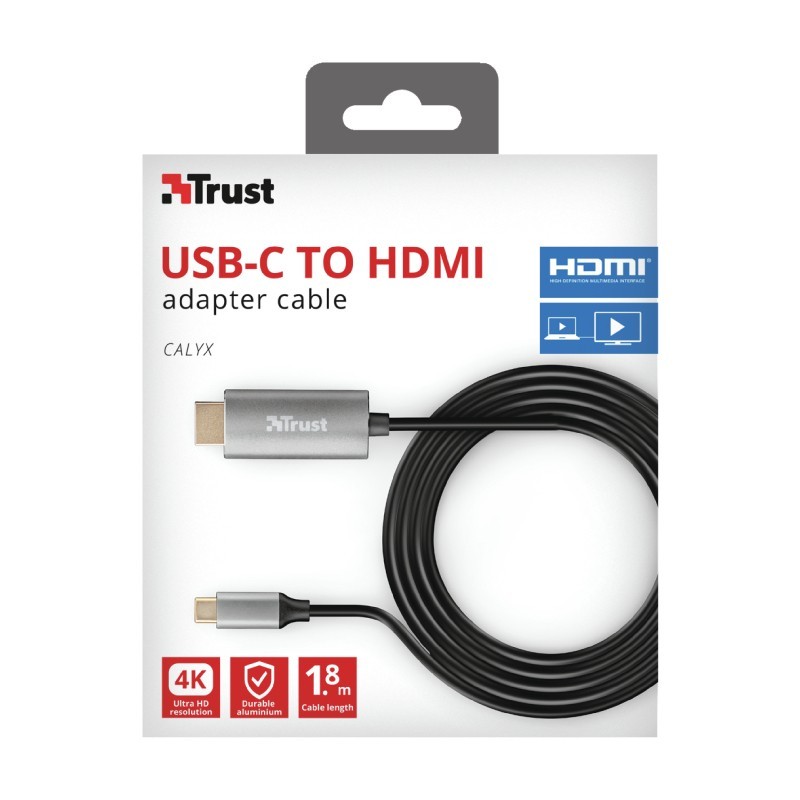 Trust Calyx Adaptador gráfico USB Negro, Metálico