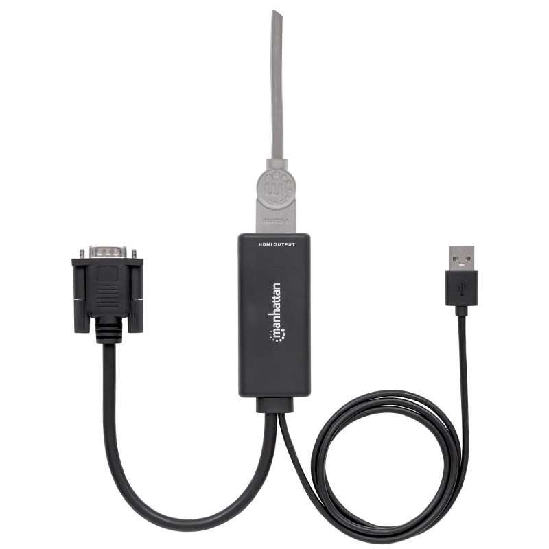 Manhattan 152426 câble vidéo et adaptateur USB Type-A + VGA (D-Sub) HDMI Noir