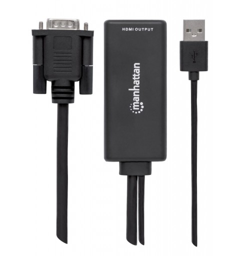 Manhattan 152426 adaptador de cable de vídeo USB Type-A + VGA (D-Sub) HDMI Negro