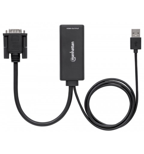 Manhattan 152426 câble vidéo et adaptateur USB Type-A + VGA (D-Sub) HDMI Noir