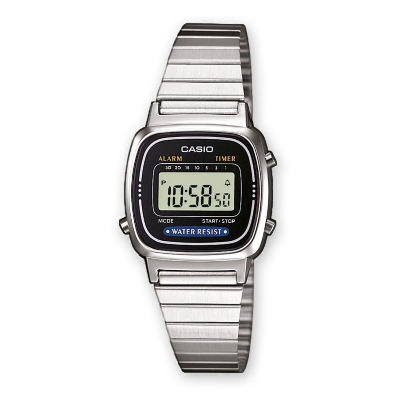 Casio LA670WEA-1EF montre Montre bracelet Femelle Électronique Noir, Argent