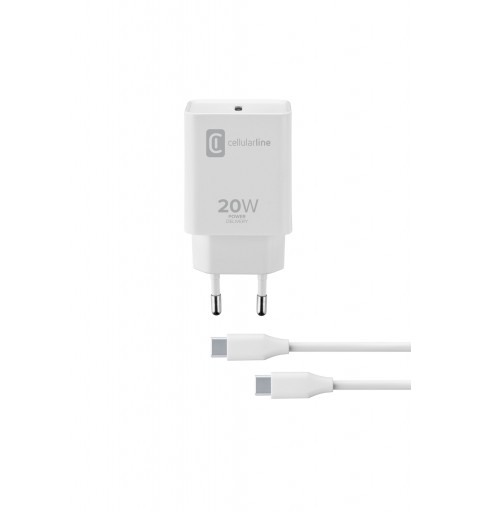 Cellularline USB-C Charger Kit 20W - USB-C to USB-C - iPad Pro (2018 or later) and iPad Air (2020) 20W USB-C mains charger for