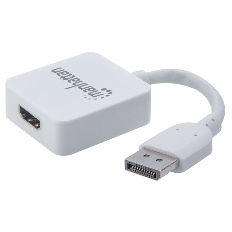 Manhattan HDMI to DisplayPort Cable, 4K@30Hz, 11cm, Female to Male, 10.2 Gbps, White, Three Year Warranty, Blister