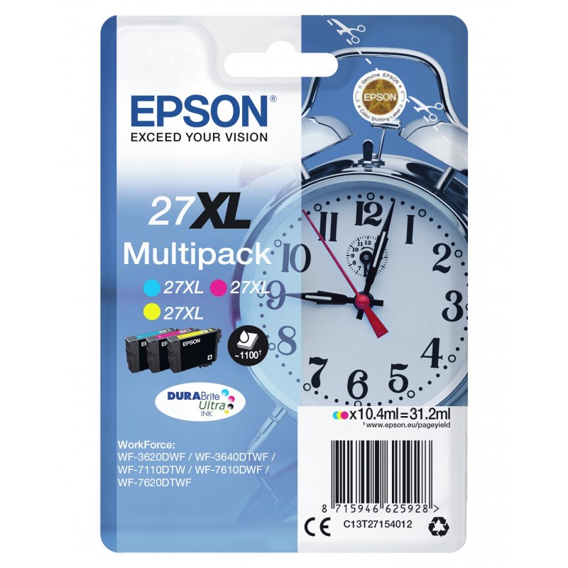 Epson Alarm clock Multipack 3-colour 27XL DURABrite Ultra Ink