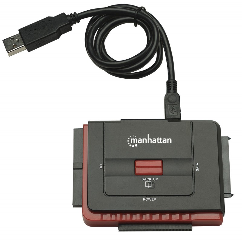 Manhattan Hi-Speed USB 2.0 auf SATA IDE Adapter, 3-in-1-Adapter mit Backup auf Knopfdruck