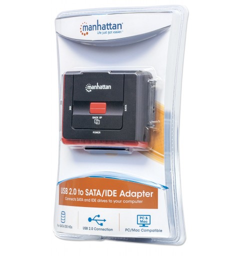 Manhattan Hi-Speed USB 2.0 auf SATA IDE Adapter, 3-in-1-Adapter mit Backup auf Knopfdruck