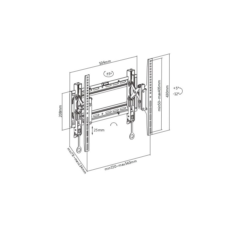 Munari Kairos Home SP764 soporte para TV 177,8 cm (70") Negro