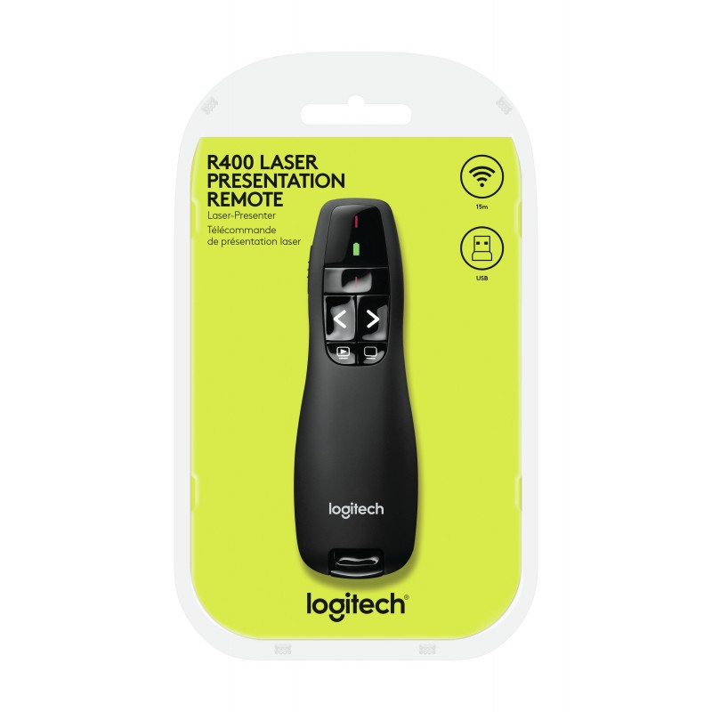 Logitech Wireless Presenter R400 télécommande RF Noir