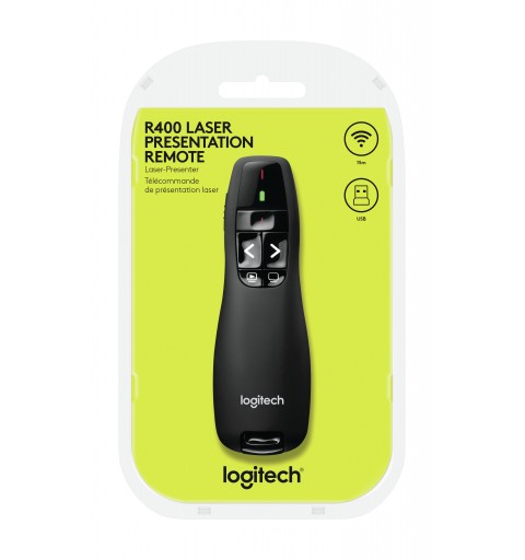 Logitech Wireless Presenter R400 apuntador inalámbricos RF Negro