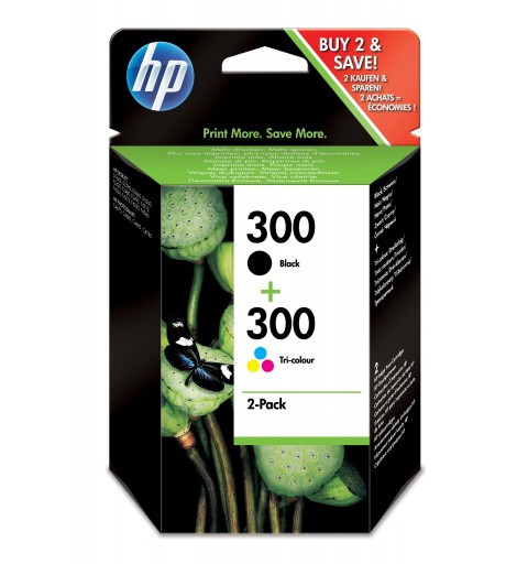 HP 300 pack de 2 cartouches d'encre noir trois couleurs authentiques