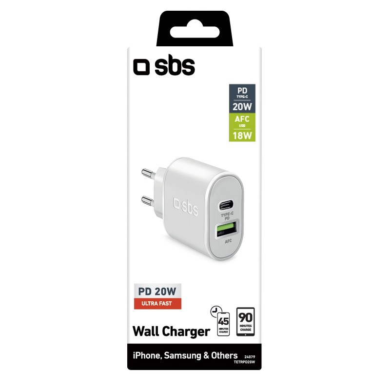 SBS TETRPD20W Caricabatterie per dispositivi mobili Bianco Interno