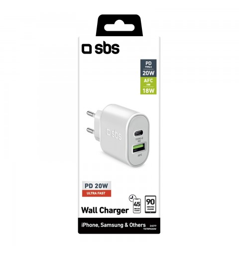 SBS TETRPD20W Caricabatterie per dispositivi mobili Bianco Interno