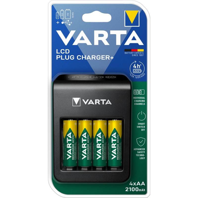 Varta LCD Plug Charger+ Pile domestique Secteur