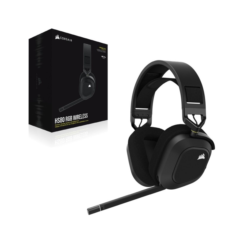 Corsair HS80 RGB Auriculares Inalámbrico Diadema Juego Negro