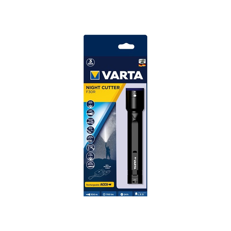 Varta F30R Black Hand flashlight LED