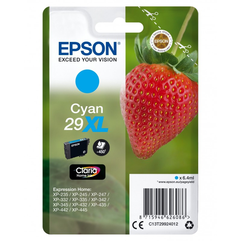 Epson Strawberry Singlepack Cyan 29XL Claria Home Ink