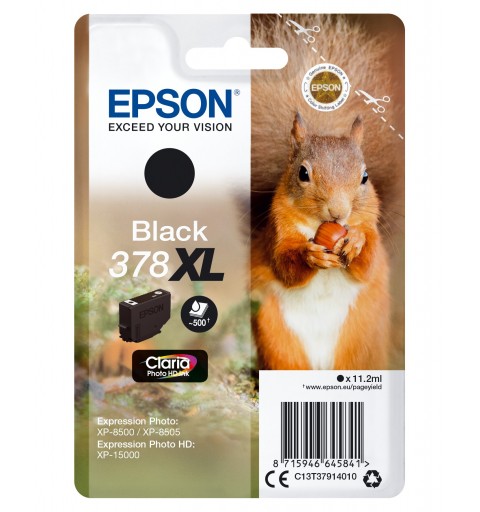 Epson Squirrel Singlepack Black 378XL Claria Photo HD Ink