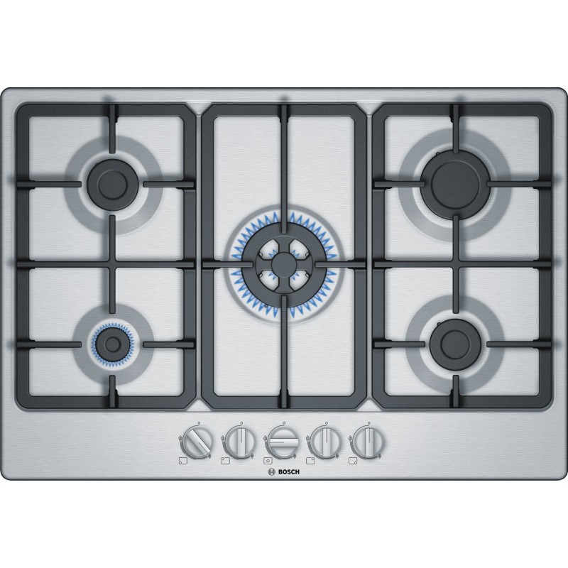 Bosch Serie 4 PGQ7B5B90 hobs Acero inoxidable Integrado 75 cm Encimera de gas 5 zona(s)