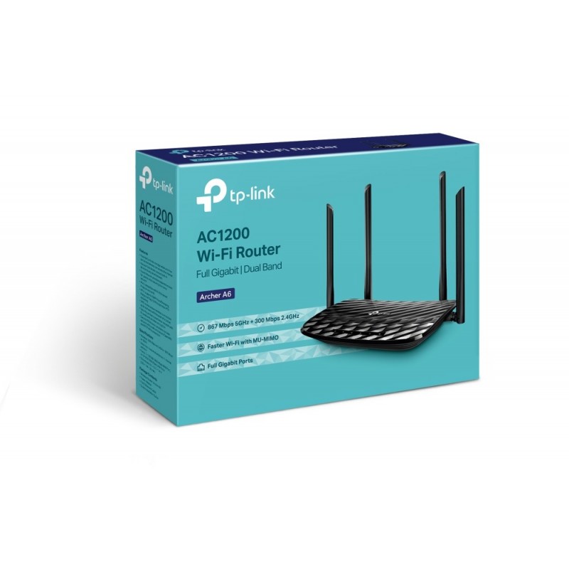 TP-LINK AC1200 router inalámbrico Gigabit Ethernet Doble banda (2,4 GHz 5 GHz) Negro