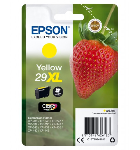 Epson Strawberry Singlepack Yellow 29XL Claria Home Ink