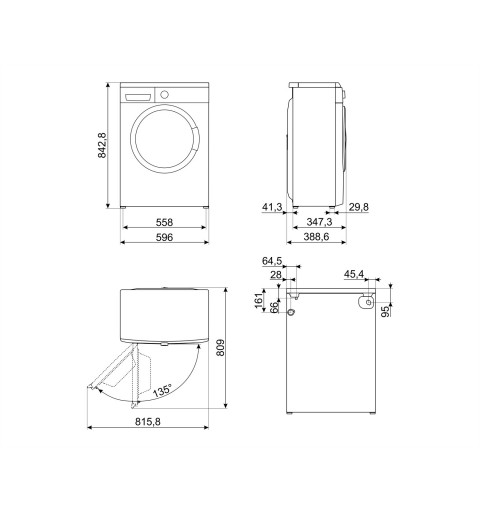 Smeg LBW40CIT Waschmaschine Frontlader 4 kg 1000 RPM D Weiß