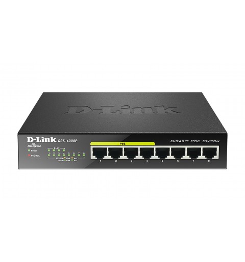 D-Link DGS-1008P commutateur réseau Non-géré Gigabit Ethernet (10 100 1000) Connexion Ethernet, supportant l'alimentation via