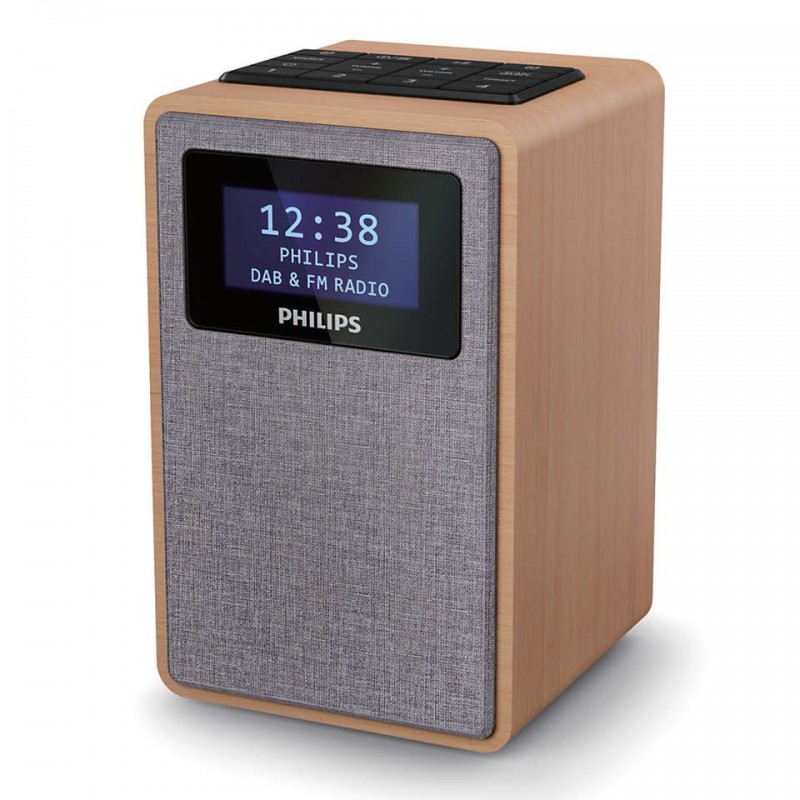 Philips TAR5005 10 radio Clock Digital Grey, Wood