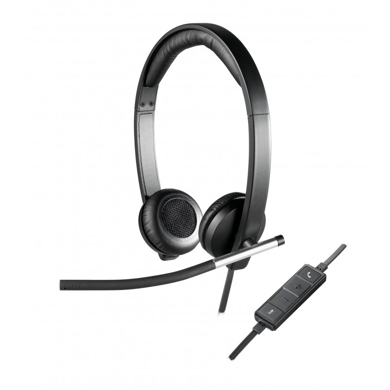 Logitech USB Headset Stereo H650e Auriculares Alámbrico Diadema Oficina Centro de llamadas Negro, Plata