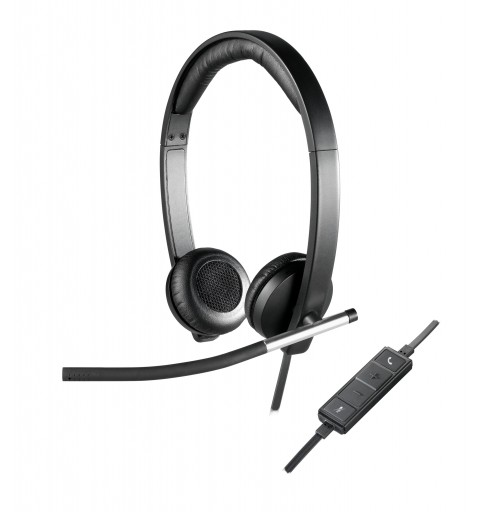 Logitech USB Headset Stereo H650e Auriculares Alámbrico Diadema Oficina Centro de llamadas Negro, Plata