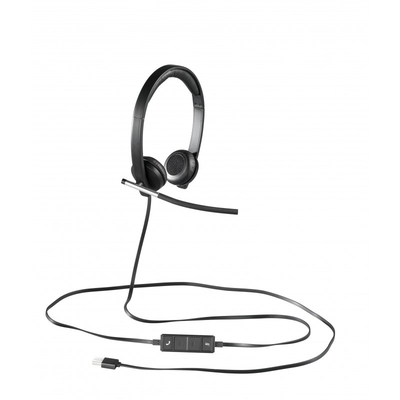 Logitech USB Headset Stereo H650e Auriculares Alámbrico Diadema Oficina Centro de llamadas Negro, Plata