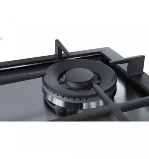 Bosch Serie 6 PCH6A5B90 piano cottura Nero, Acciaio inossidabile Da incasso Gas 4 Fornello(i)