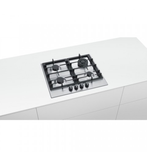 Bosch Serie 6 PCH6A5B90 hobs Negro, Acero inoxidable Integrado Encimera de gas 4 zona(s)