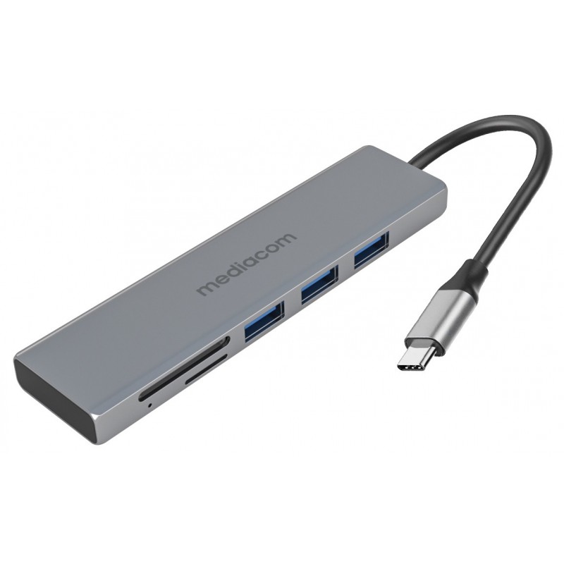 Mediacom MD-C302 hub & concentrateur USB 3.2 Gen 1 (3.1 Gen 1) Type-A Aluminium