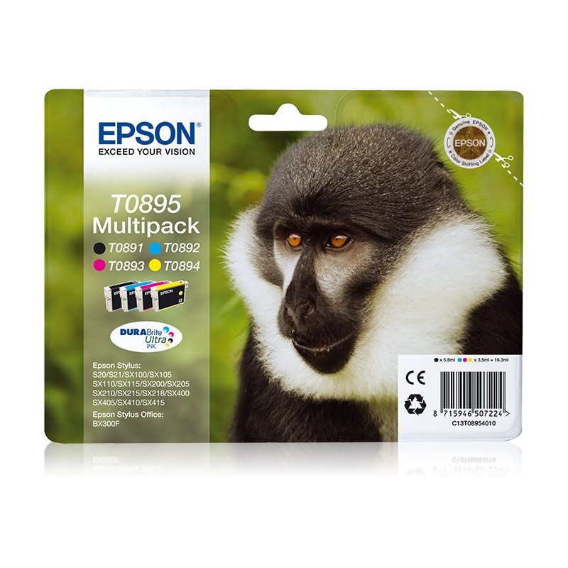 Epson Monkey Multipack 4-colours T0895 DURABrite Ultra Ink