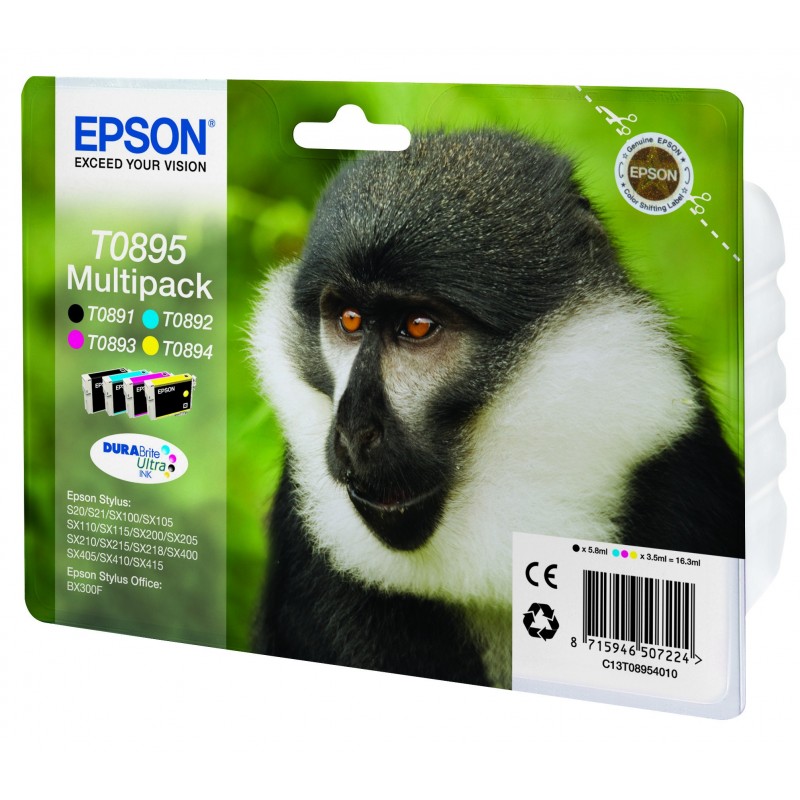 Epson Monkey Multipack 4-colours T0895 DURABrite Ultra Ink