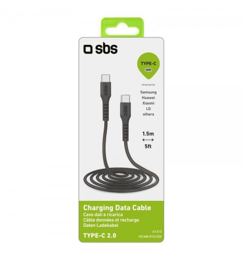 SBS TECABLETCC20K câble USB 1,5 m USB 2.0 USB C Noir