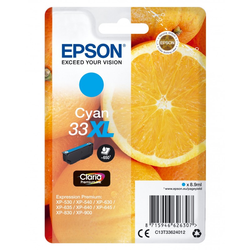 Epson Oranges Singlepack Cyan 33XL Claria Premium Ink