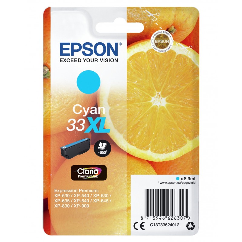 Epson Oranges Cartuccia Ciano T33XL Claria Premium