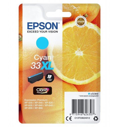 Epson Oranges Cartuccia Ciano T33XL Claria Premium